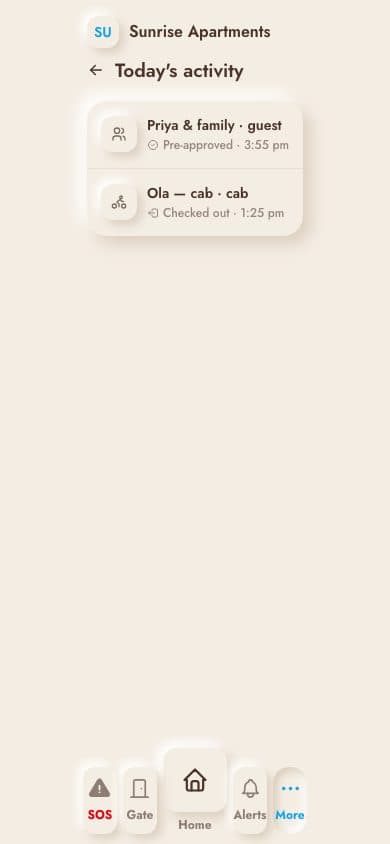 Today's activity — real screenshot from the Socey app