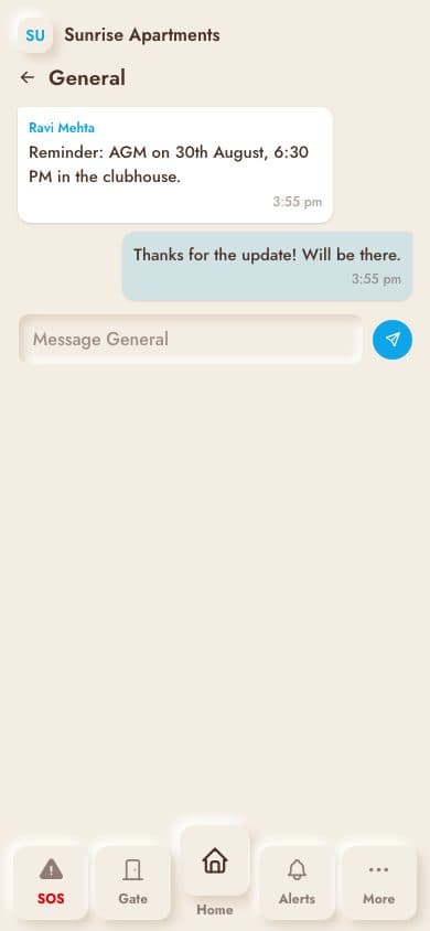 Chat — real screenshot from the Socey app