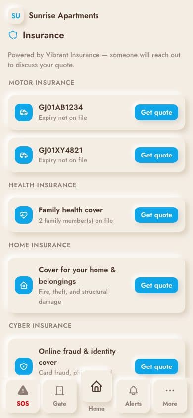 Insurance, sorted — real screenshot from the Socey app