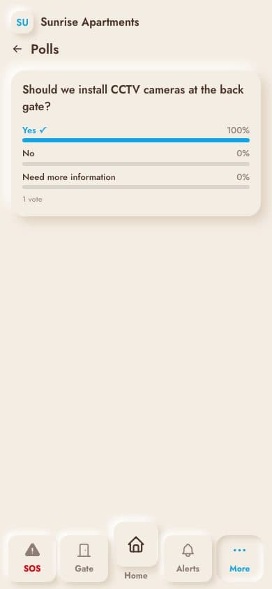 Polls — real screenshot from the Socey app