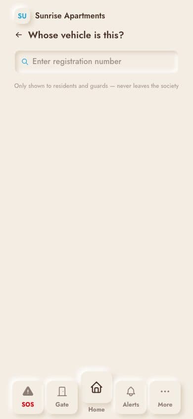 Vehicle lookup — real screenshot from the Socey app